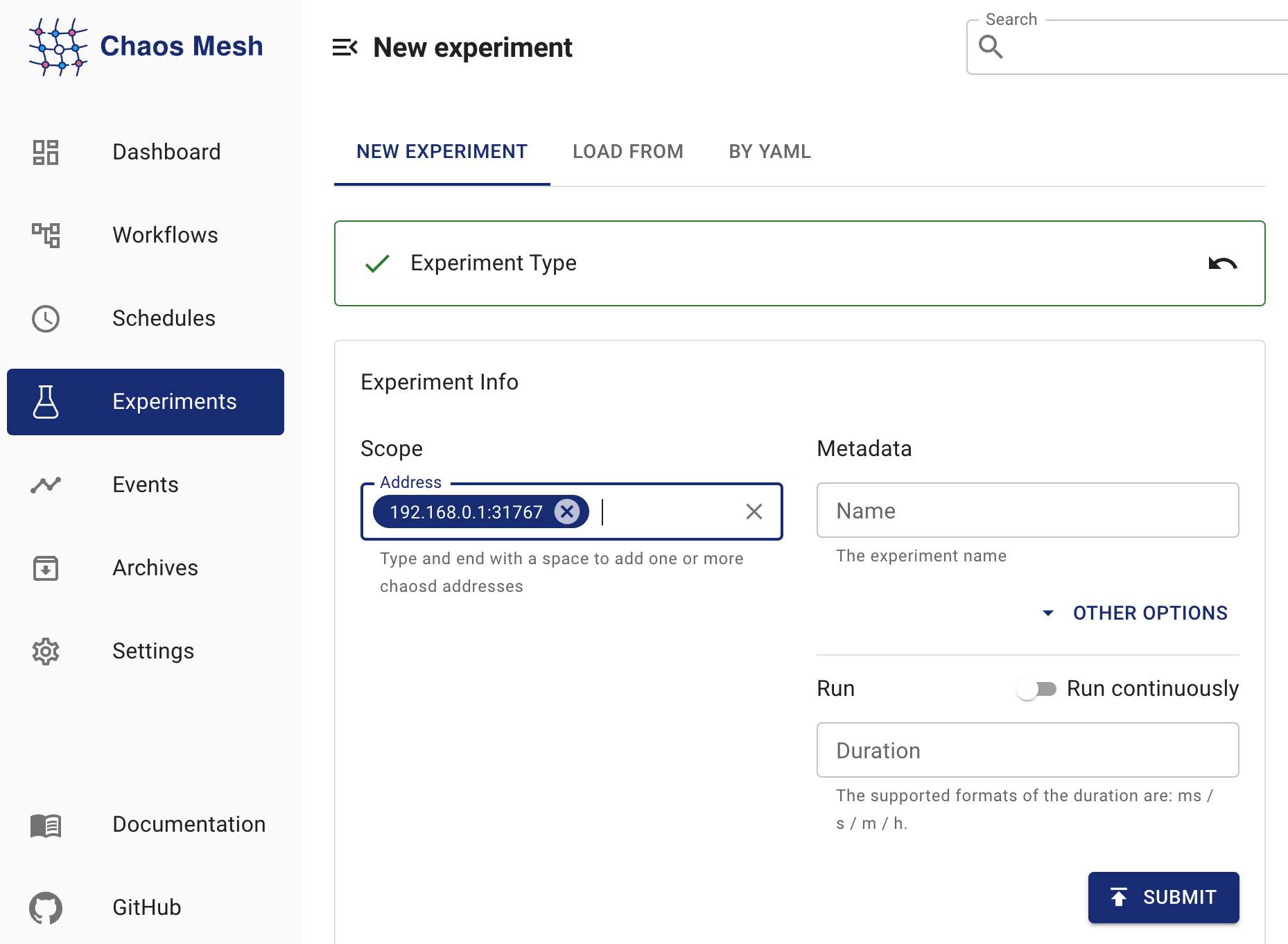 PhysicalMachineChaos experiment information
